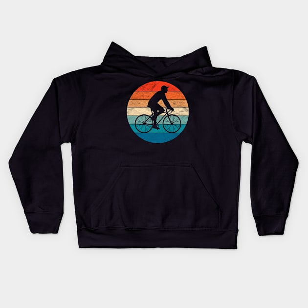 Vintage Man on Bike Kids Hoodie by ChadPill